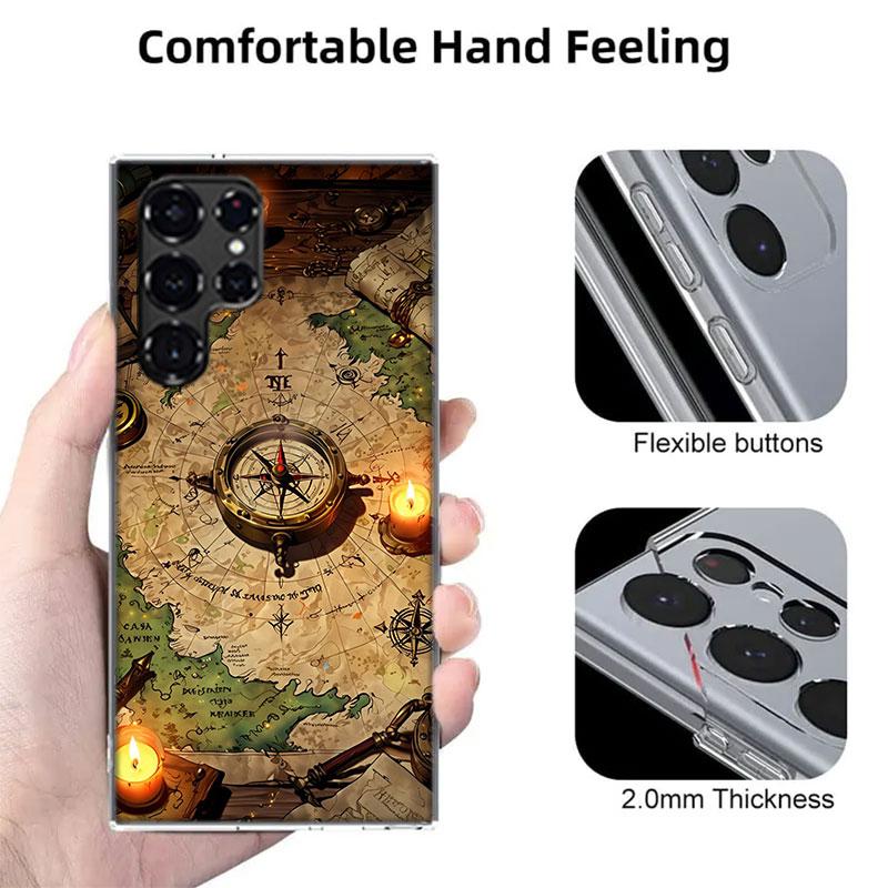 Compass Map Voyage Cases Phone Case for Samsung Galaxy S26 Ultra S25 Edge S24 S23 FE S21 Plus S20 S22 S10 Cover TPU Capa Shell S
