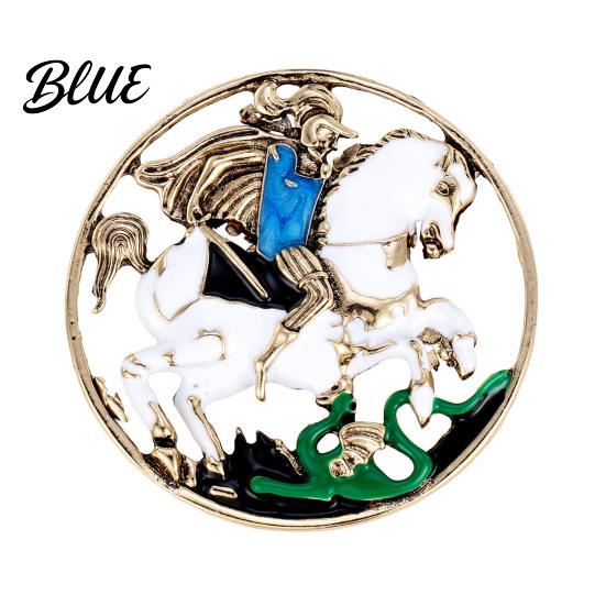 White Horse Brooch Enamel Knight Retro Riding Pin And Vintage