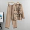 Completo da donna in maglia autunno e inverno, cardigan, pantaloni a gamba larga, completo di temperamento, moda, set di due pezzi