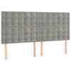 vidaXL Kopfteil Hellgrau 200 x 5 x 118/128 cm Samt