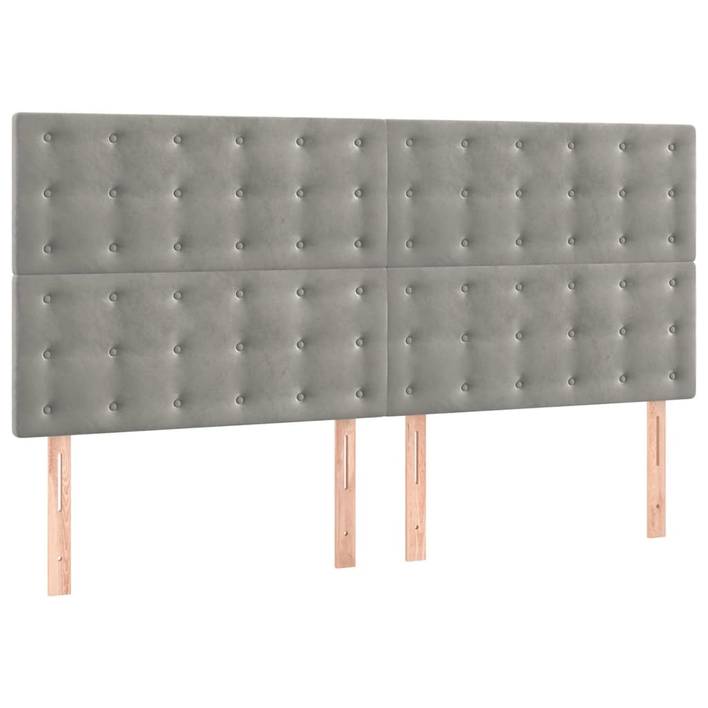 vidaXL Kopfteil Hellgrau 200 x 5 x 118/128 cm Samt
