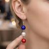 Lightweight Statement Earrings 1 Pair Independence Day for Women, Red White Blue Beads Dangle Drop Festival Party Accessories Earrings, 4th