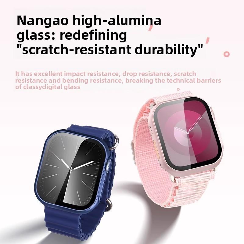 Glass+Case for Apple Watch Change To Ultra iWatch Series 4 5 6 7 8 9 45mm 41mm 44mm 40mm Screen Protector Cover Upgrade to Ultra