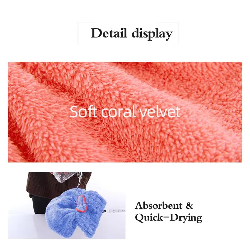 3Pcs Coral Fleece Hair Drying Caps - Absorbent Quick-Dry Spa Caps with Cute Bow Design, Soft Comfortable Hair Wrap for Daily Use
