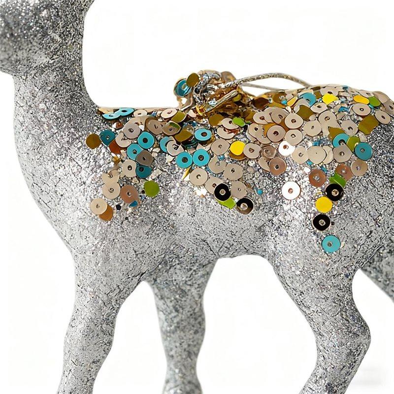 ABKY-Renfigurer Glitter Flockad Juldekoration Skrivbordshelgskulptur För Samlare Fotografi Hem Vardagsrum Säng