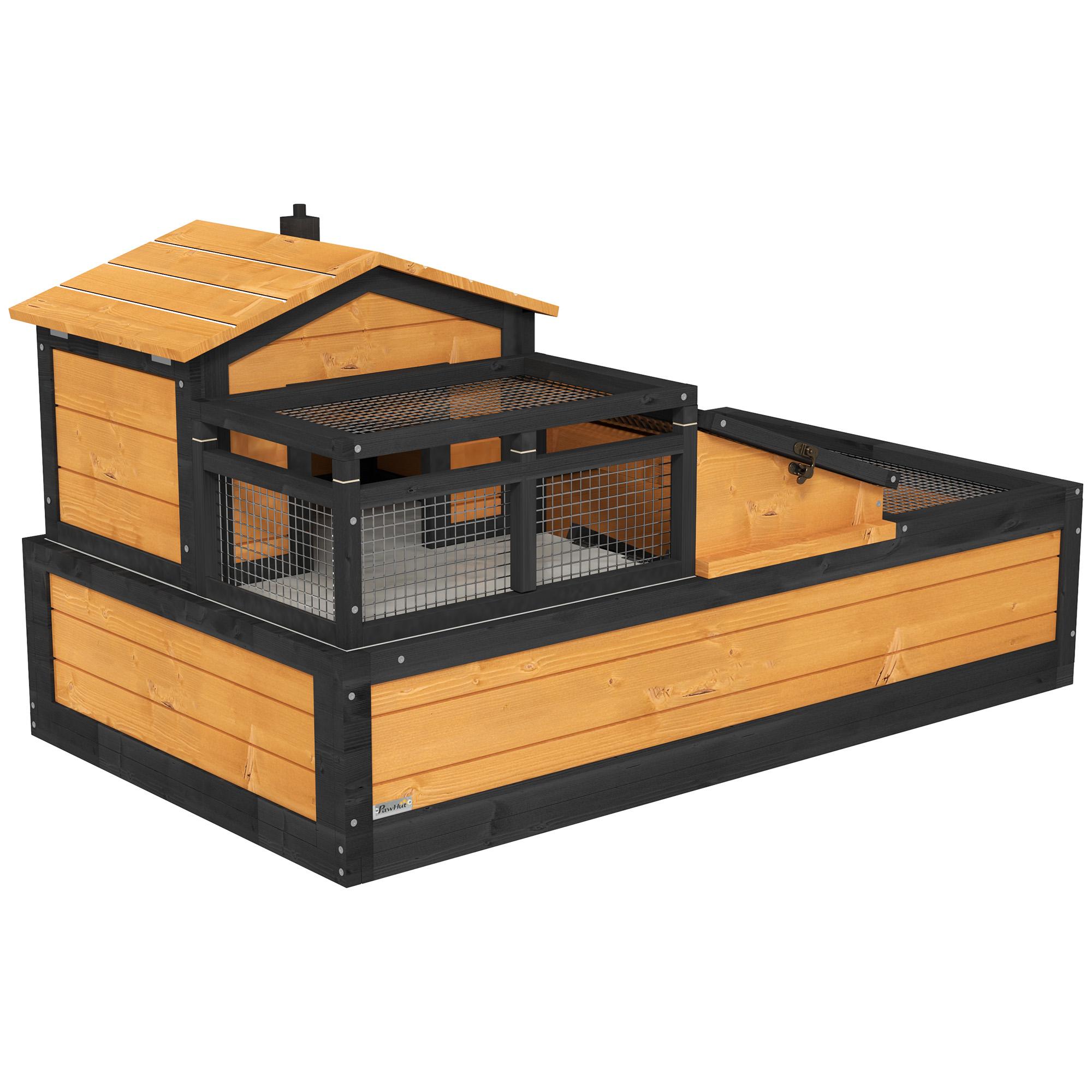 Maison Tortue en Bois Avec Balcon Plateau Toit Pour Intérieur Et Extérieur Jaune