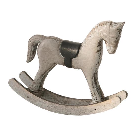 Wooden Rocking Horse Figurine Retro Miniature Horse Ornament Rustic Desktop Rocking Horse Statue for Home Table Centerpiece Shelf Cabinet