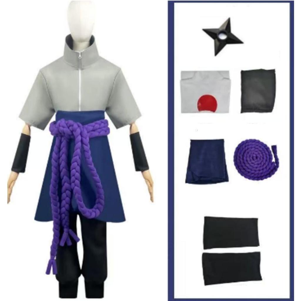 Anime Uchiha Sasuke Cosplay Costume Haut Pantalon Ceinture Cos Convention Cadeau Adulte Version Unisexe