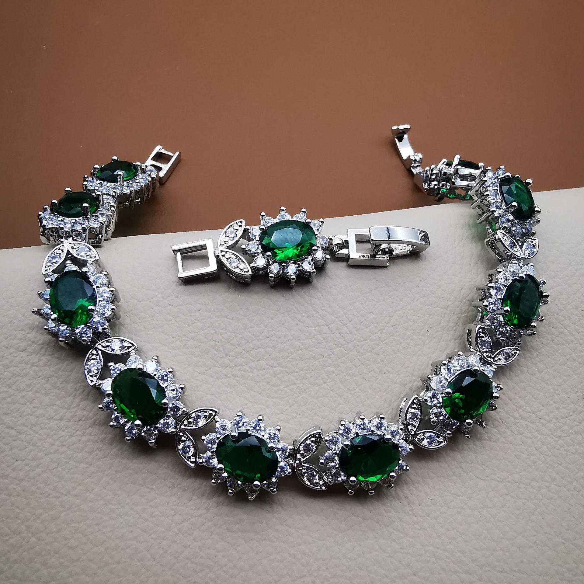 

Браслет Листок Яйцеподібний Європейський та Американський Браслет Платинове Покриття Кристал Вінтажний Стиль з Самоцвітами Модна Прикраса