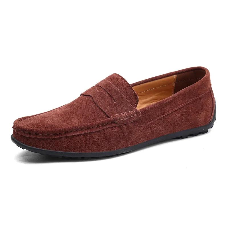 Fashion Men Casual Shoes Luxury Mens Loafers Handmade Suede Leather Men's Shoes Moccasins Slip On Flats For Male Luxe Driving Shoes