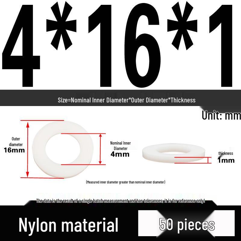 White Nylon Insulating Flat Washer – Wear-Resistant Plastic Gasket for M4-M20 Screws