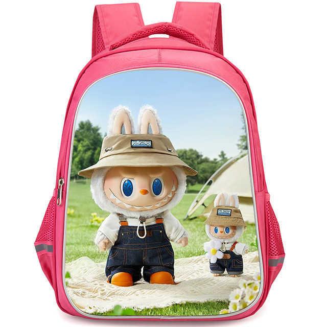 

Large Red Labubu Student Backpack For Kids Lightweight Oxford Cloth School Bag Style A,Small