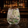 Glass Drinking Cup with Swan and Floral Print Design Stemless Glassware Suitable for Juice Water and Beverage Serving At Home or Office