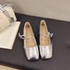 French square head shallow mouth single shoes women's 2025 summer new soft-soled beanie shoes fairy style with skirt Mary Jane shoes