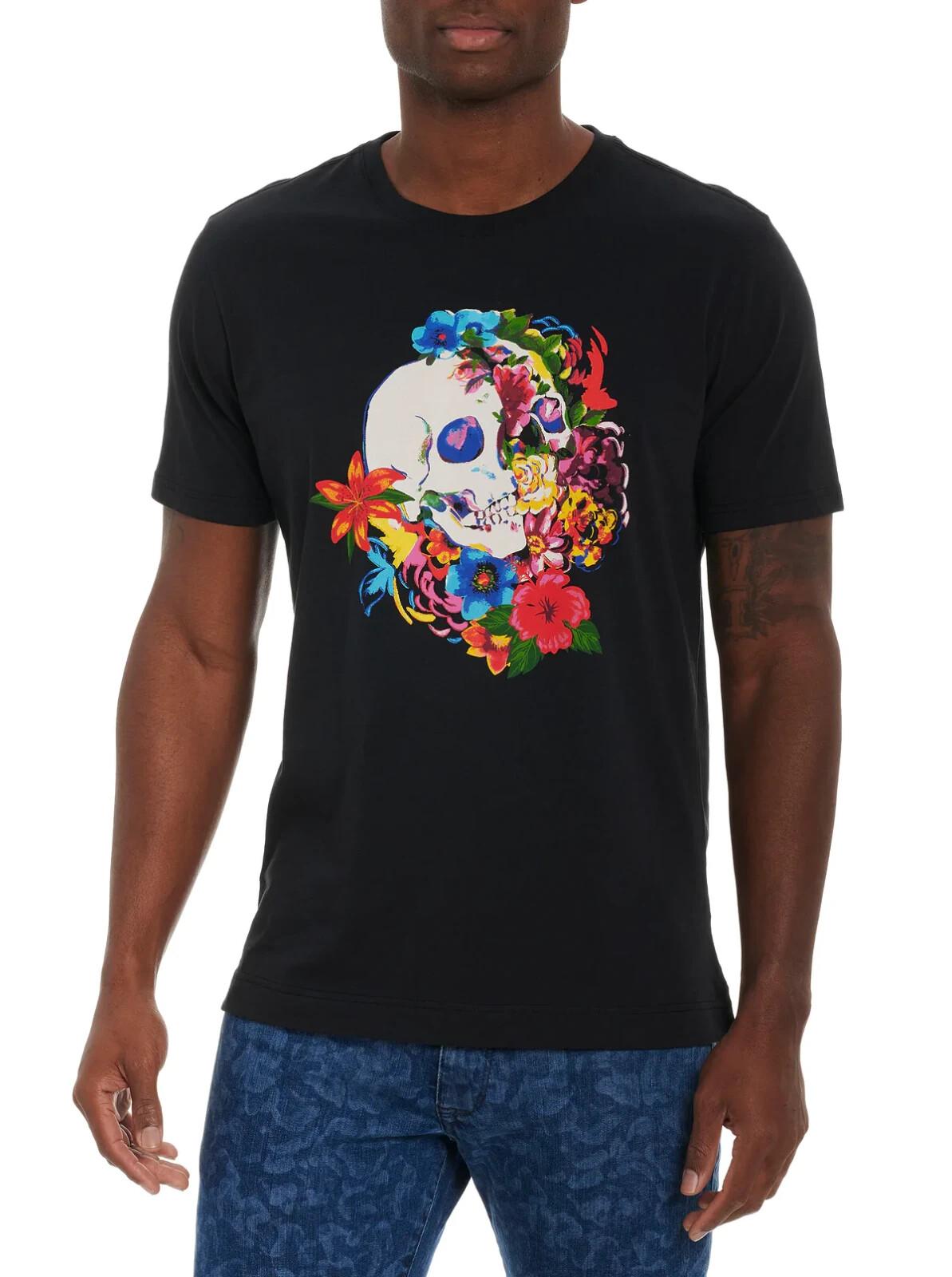 

Robert Graham BURNING ROSE SKULL T Shirt Tee Large NEW NWT $98 FREE SHIPPING! L 5XL різнокольоровий