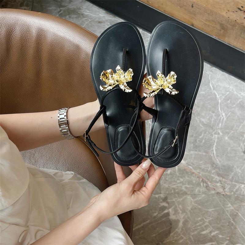 Fashion Beige Heeled Sandals Clear Shoes Slip-on Loafers Summer Women's Flip Flops Platform Soft Black Pearl Outside Elastic Band Girls