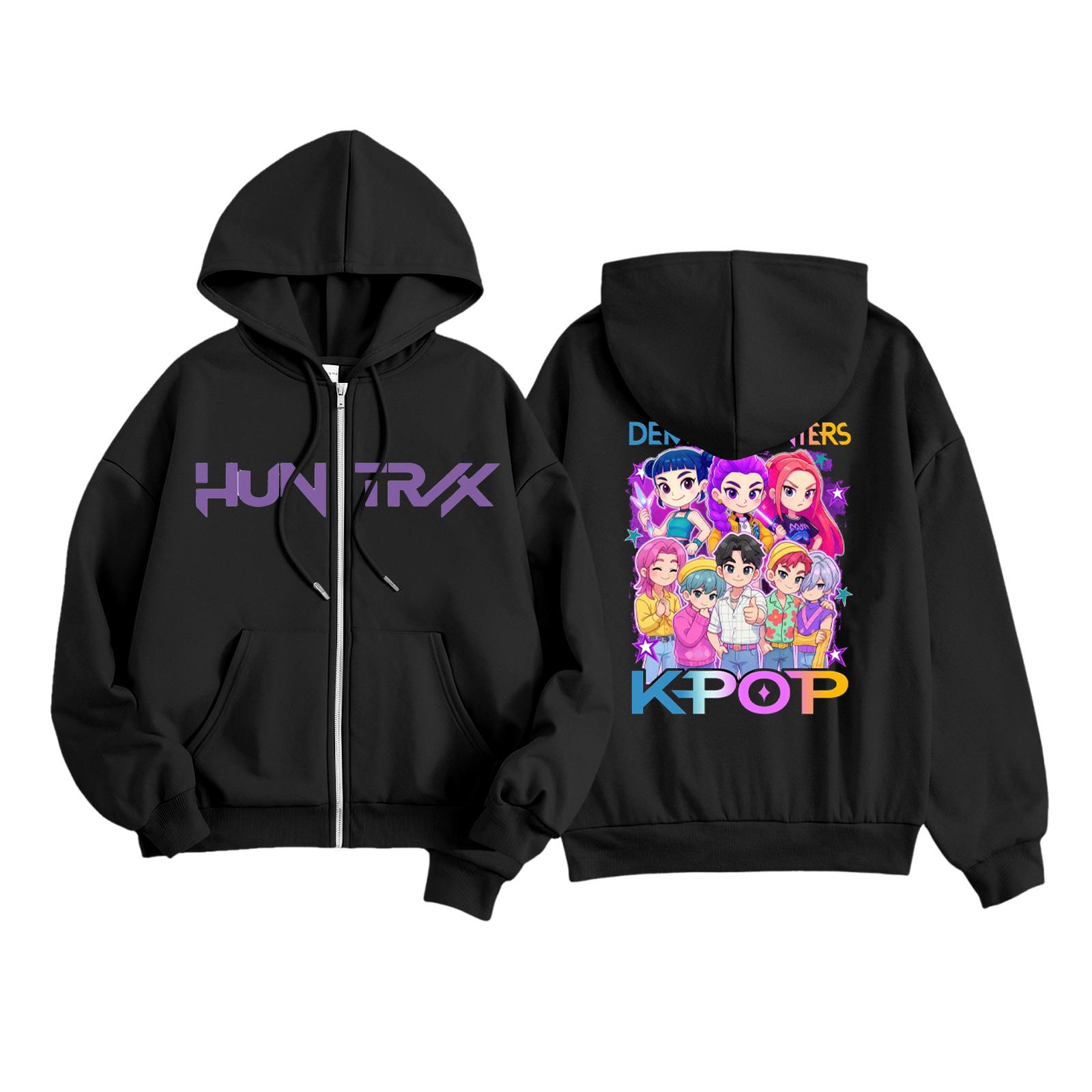 

Детская мода Женская легкая толстовка с длинным рукавом на молнии Толстовка с принтом и карманами 100 чёрный