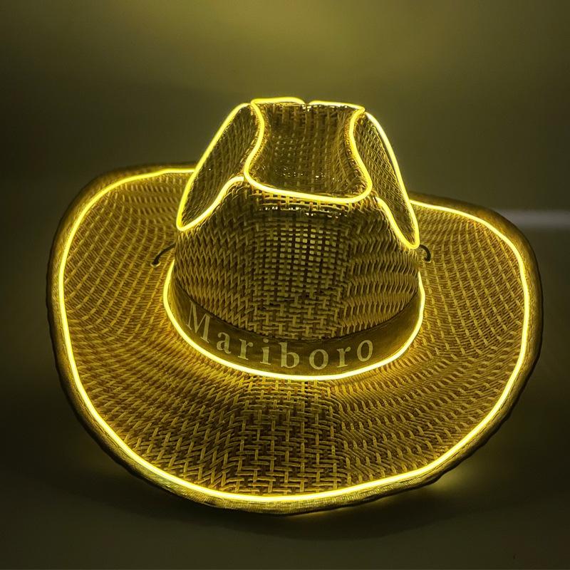 New Arrival Pearlescent Cowboy Hat Dance Costume Decorate Glowing Cowgirl Cap Glowing For Neon NightClub