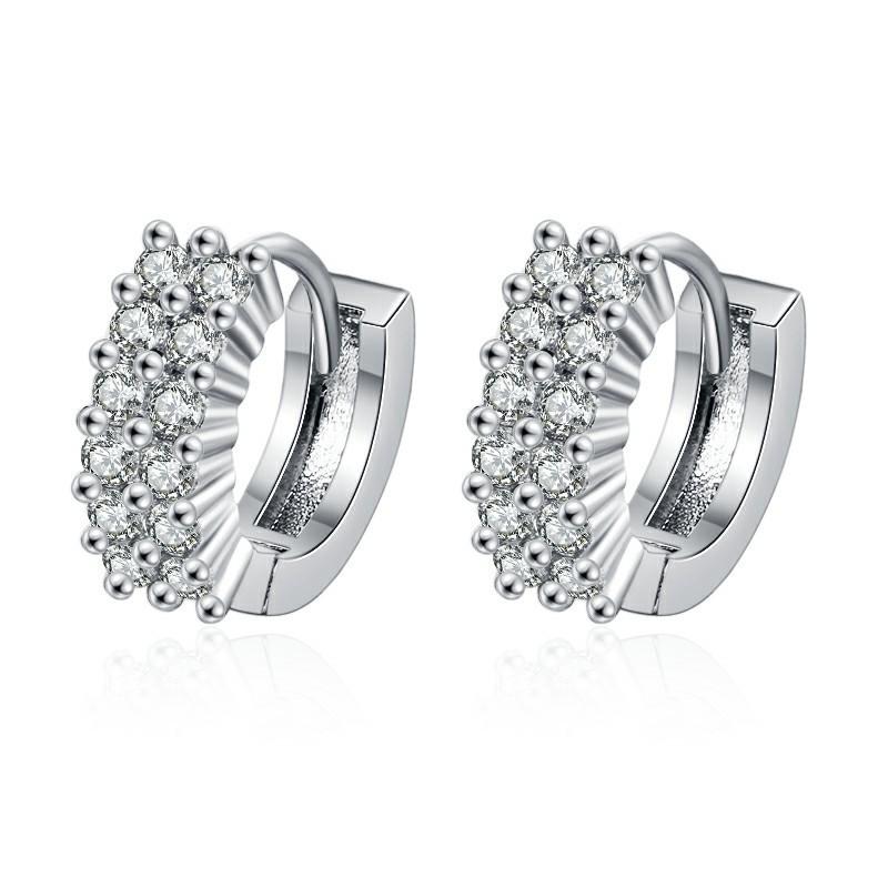 925 Sterling Silver Jewelry Women Cute Tiny Clear Crystal CZ Stud Earrings Gift for Girls Teens Lady New