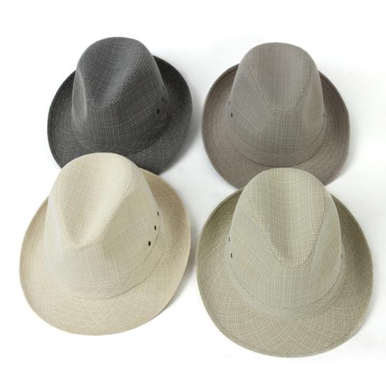 Hemming Wide Brim Breathable Holes Folding Jazz Hat Mid-aged Men Outdoor Sun Hat Fashion Accessories