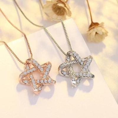 [Onoma] Onm College Student Necklace Coordination Silver Cubic Starring Style Gift (37315588)