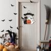 High Quality Halloween Decorative Wooden Sign with Black Cat, Pumpkin and Ghost -"Welcome" Design for Door Hanging for Halloween