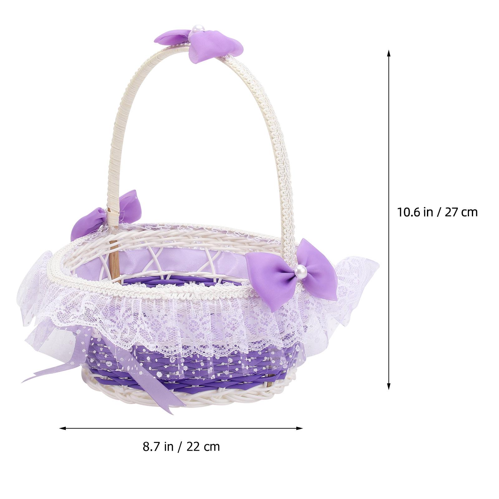 

1 шт. Круглая кружевная корзинка для свадебных цветов, нежная цветочная поставка, легкая, портативная, для свадебной церемонии, банкета, вечеринки фиолетовый