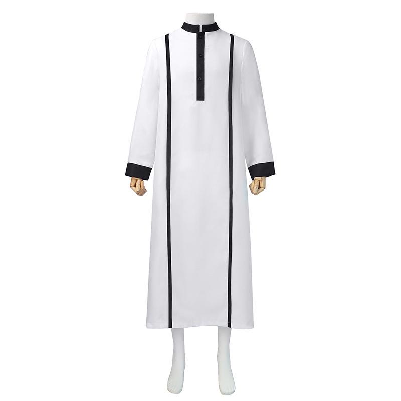 

Мусульманский кафтан Исламский Пакистан Дубай Полиэстер Длинное платье Одежда Мужчины Хэллоуин 3XL белый