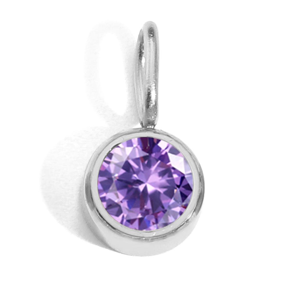 CARLIDANA Waterproof 12 Month Crystal Birthstone 14K Gold Plated Stainless Steel 8MM Birthstone Bezel Pendant DIY Charm