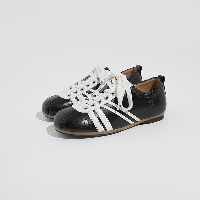 Dexun Shoes Women's Niche Design Color Matching Forrest Gump Shoes Low Heel Lace-up Inner Height Increase Versatile Round Head Casual Sports Shoes W