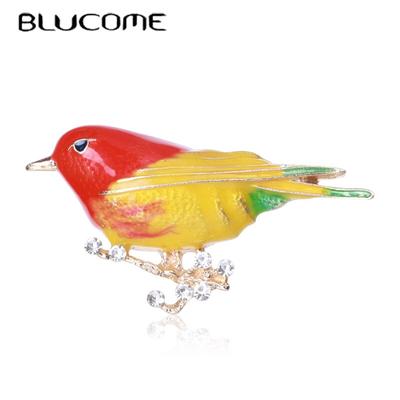 Niedliche bunte Brosche mit Zweig und Vogel, Emaille, für Damen, für Anzug, Tasche, Anstecknadeln, Schmuck, Neujahrsgeschenke