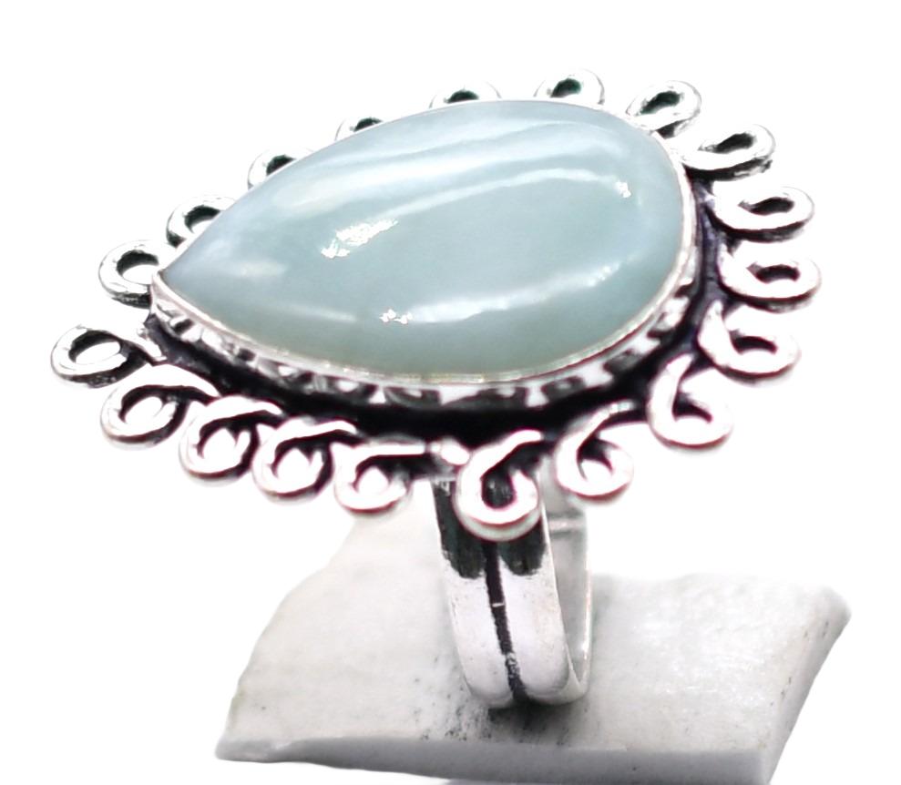 Larimar Natural Gemstone Antique Silver Plated Ring US Size-5 R 5288