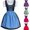 Women's Square Neck Short Sleeve Mini Dress Slim Fit Oktoberfest Dirndl Beer Festival Costume Dress