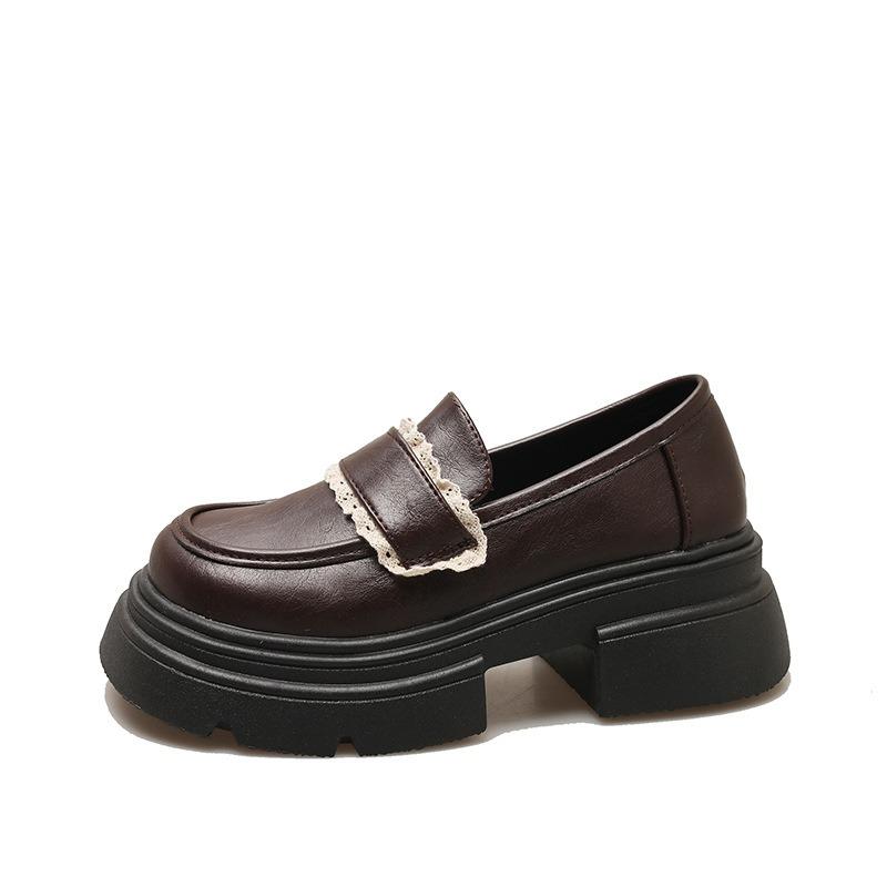 Platform Women's New Spring and Autumn Black Shoes Versatile Single Shoes with Skirts and Small Leather Shoes