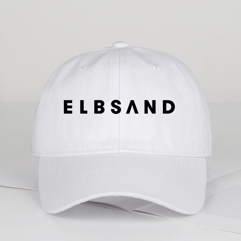 

Minimalist ELBSAND Print Baseball Cap Adjustable Unisex Streetwear Casual Sun Hat білий