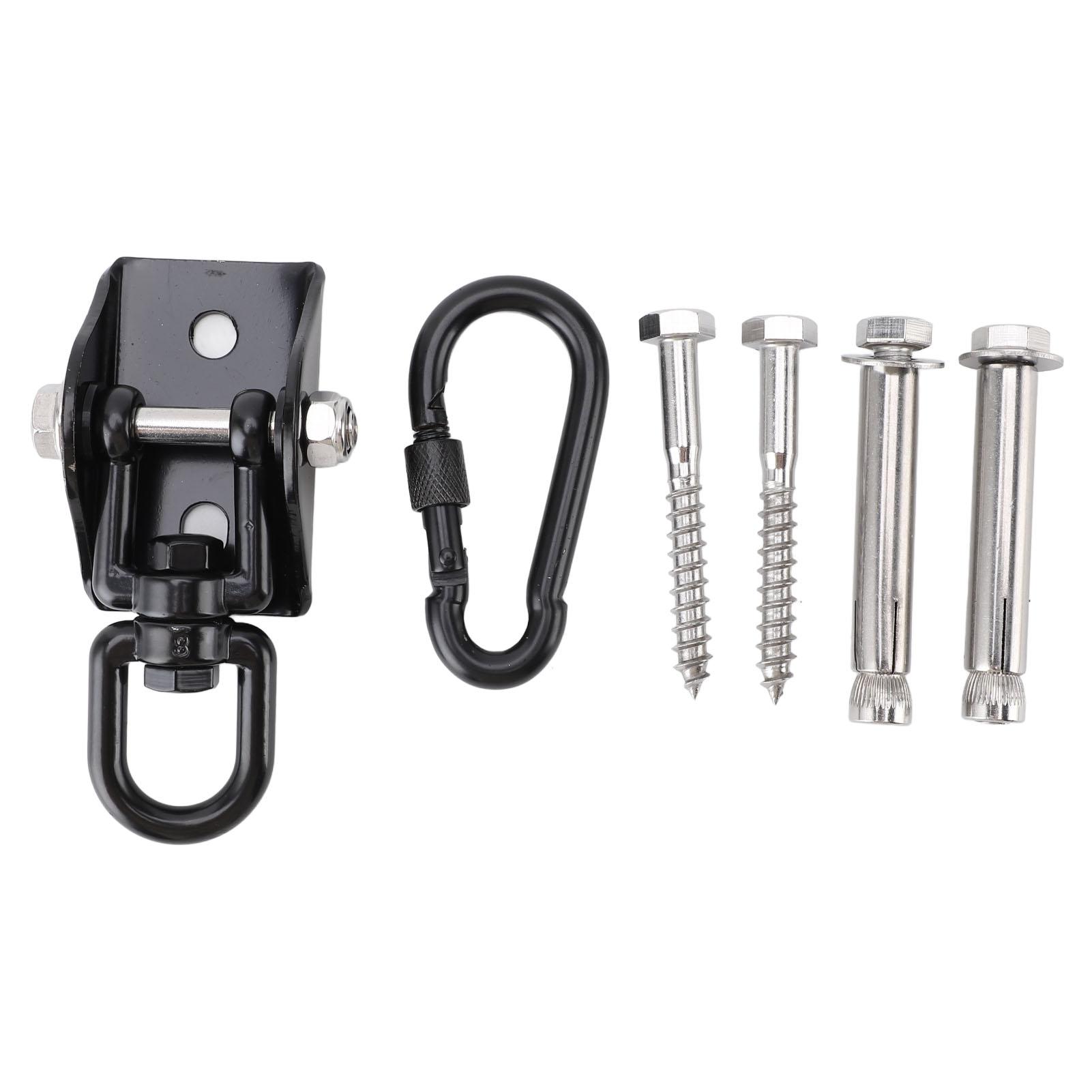 

Подвесной крюк для гамака Вращающийся на 360 градусов Нержавеющая сталь Грузоподъемность 1200 фунтов Крюк для подвесного кресла для йоги чёрный