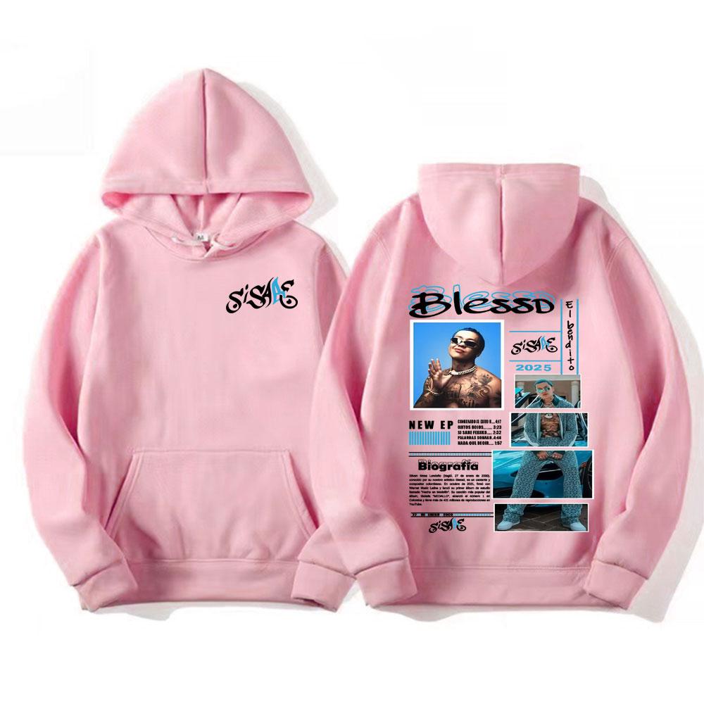 Rapper Blessd Sisabe Albüm Turu Tişörtlü Kapüşonlu Sweatshirt Erkek Kadın Moda Hip Hop Retro Sweatshirt Oversize Kapüşonlular