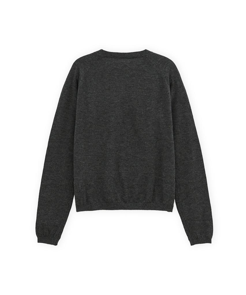 BROWNYARD W Super Fine Bound Neck Knit, Charcoal