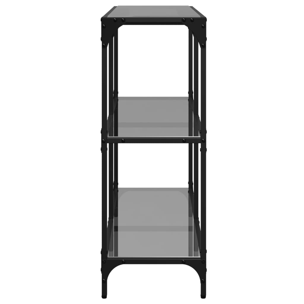 Console Table with Glass Top Black 98 x 30 x 81 cm Steel