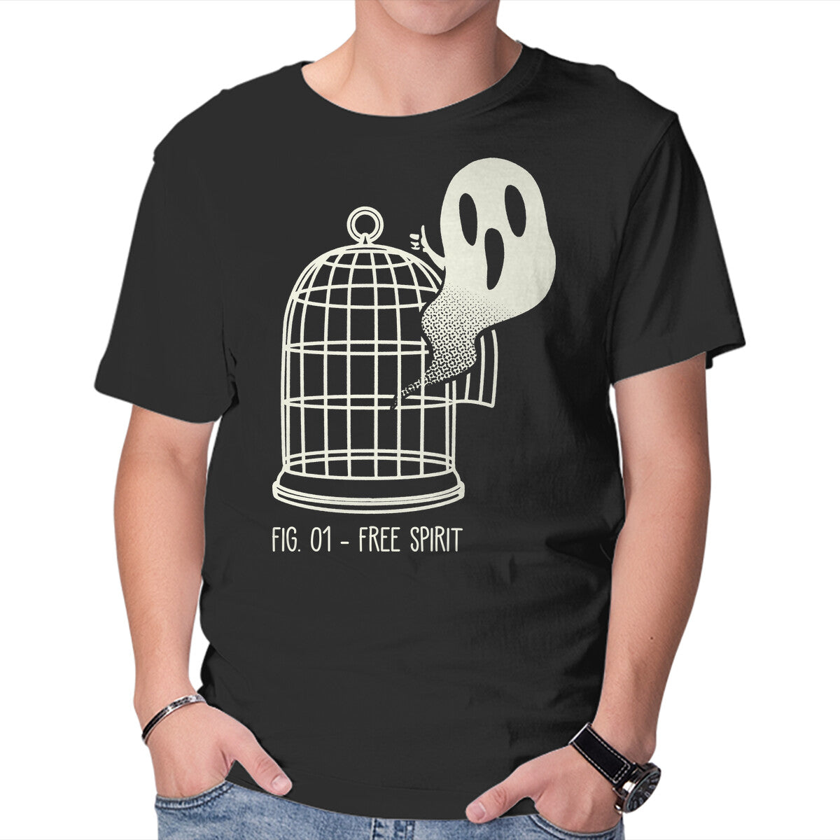 Unisex Crew Neck T-Shirt Free Spirit Funny Ghost Graphic Short Sleeve Casual Tee XXXXL