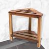 Taburete Triangular de Ducha de Madera Maciza con Estante de Almacenamiento - Reposapiés de Baño de Acacia