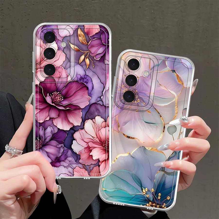 Bellissima Custodia per Telefono in Marmo Floreale per Samsung Galaxy A57 A56 A52 A36 A37 A52 A17 A14 A16 A26 A24 A55 A54 A15 A34 A35 A25