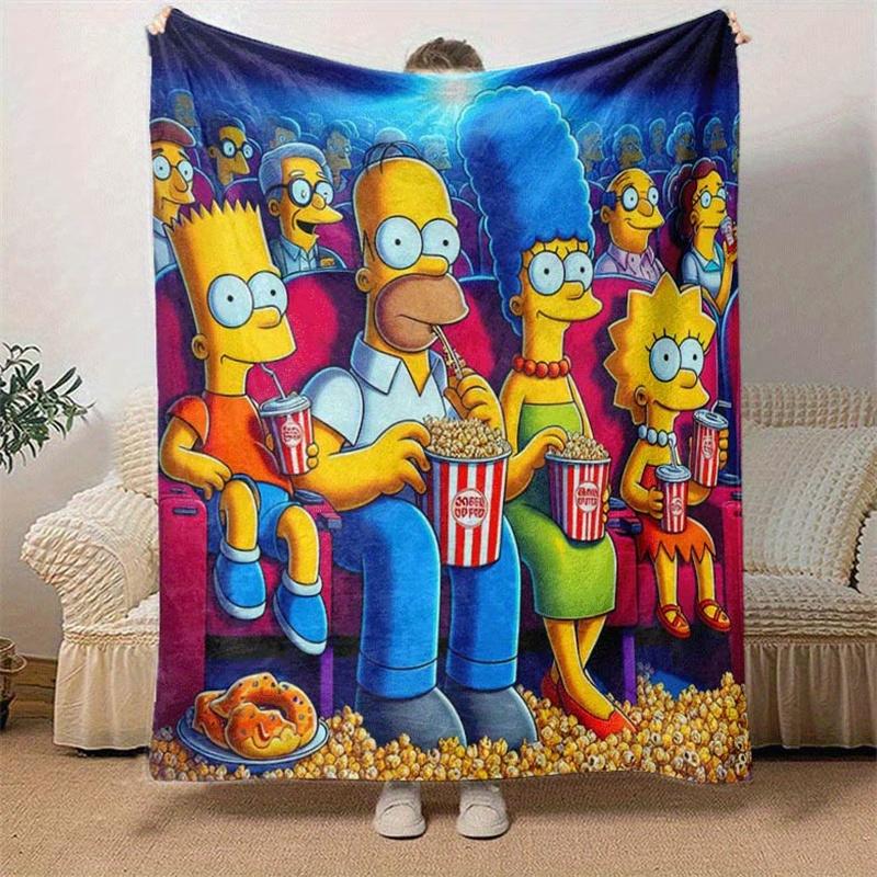 1pc The Simpsons Printing Blanket - Soft, All-Season Throw for Living Room, Beroom,Personalize Gift with Aorable Cartoon esign
