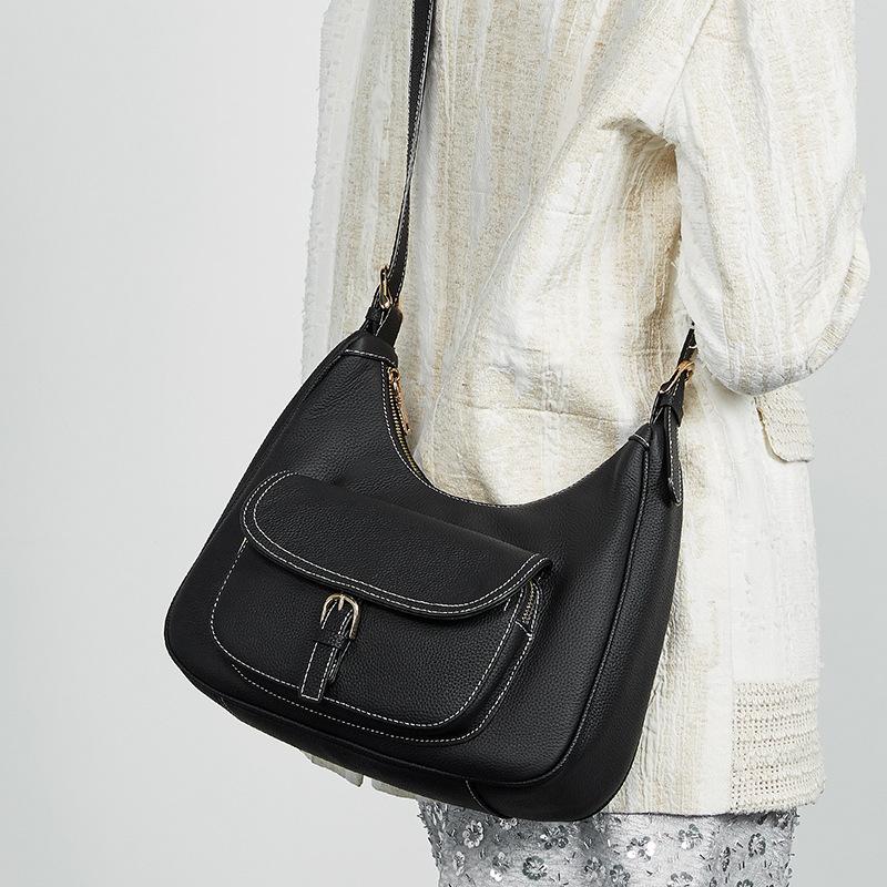 Underarm Tote Bag Large-capacity Saddle Bag Genuine Leather Single-shoulder Women's Bag Commuting Bag for Work
