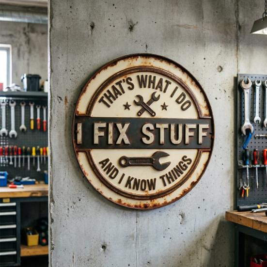 Metal Decorative Tag Vintage Garage Sign with Wrench Design Large Retro Distressed Wall Art for Bar Counters Tool Corners Man Cave Workshop Decor