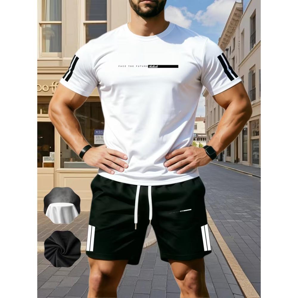 Men's Sports Two-piece Set Short Sleeved T-shirt and Shorts Running and Fitness Sportswear Summer Promotion Latest Hot Selling