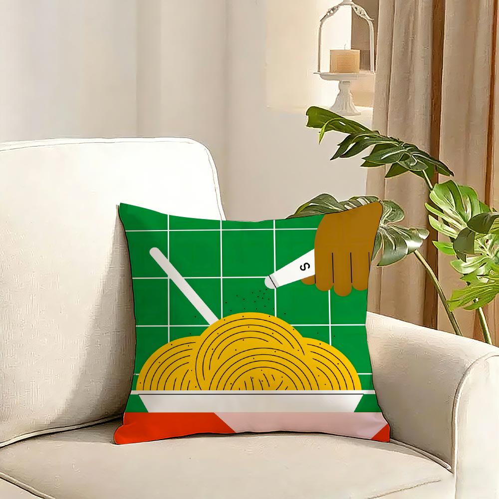 food illustration Cushion Cover Reversible Plush Pillow Cover Soft Fluffy Home Decor for Sofa Bedroom