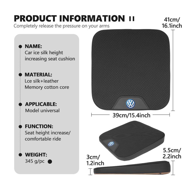Car Sticker Hub Caps Universal Car Height Boost Seat Pad Ice Silk Breathable Memory Foam For Volkswagen VW Polo Jetta Sagitar Ma