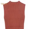 Women Summer Bottoming Vest Half High Collar Sleeveless Knitting Tops Slim Fit Solid Color Tank Tops Streetwear