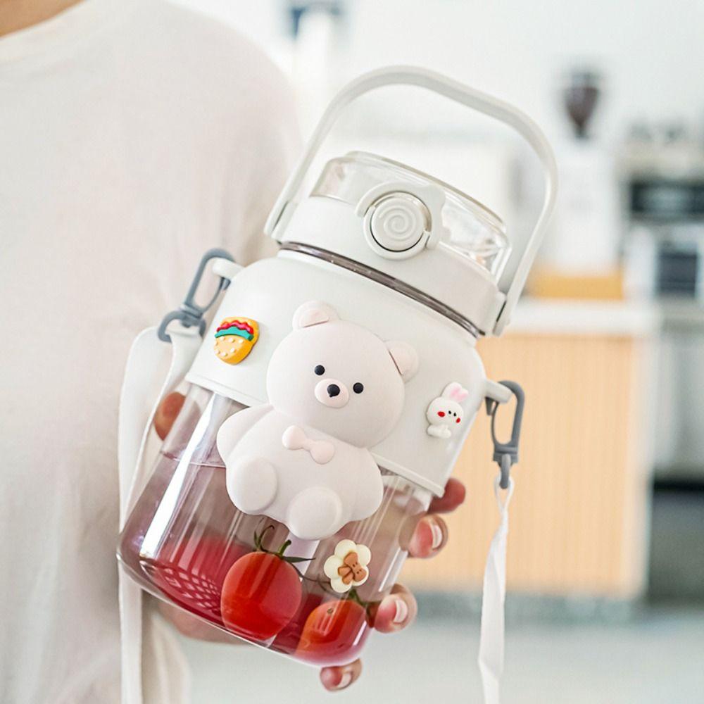 Portable Cartoon Straw Drink Bottle Sippy Cup Straw Water Bottles Kids Water Cup